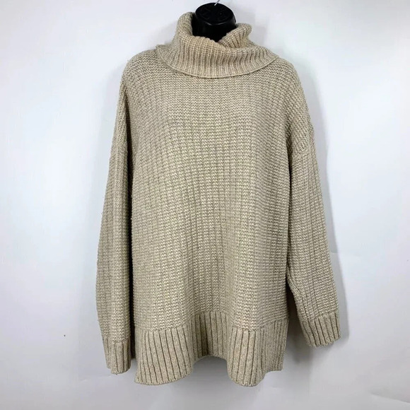 Madewell Women's Ribbed Merino Wool Alpaca Turtleneck Tunic‎ Sweater Size XL - Picture 2 of 12